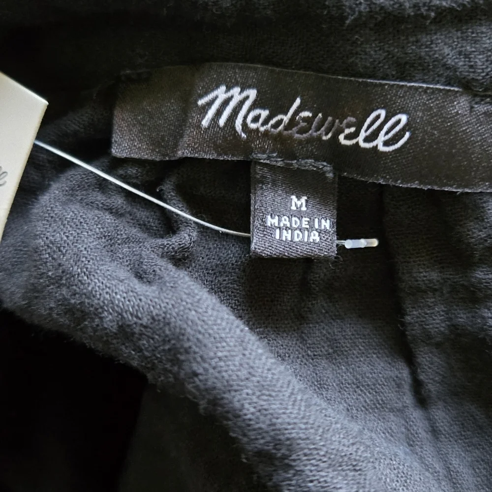 Madewell Crinkle Cotton Cover-Up Shirtdress Black Large NWT Oversize Minimalist - Picture 8 of 11